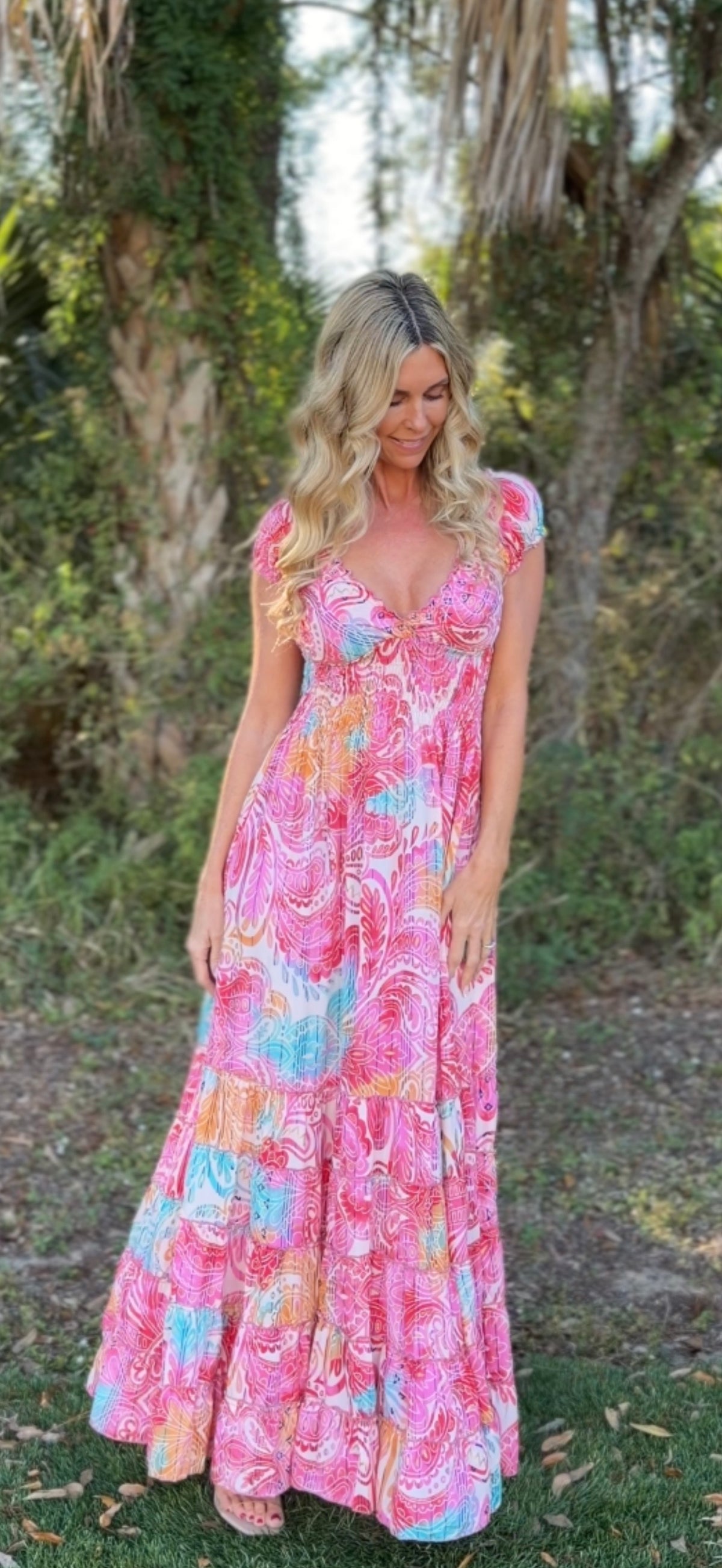 Boho Cinch Maxi Dress - Multiple Patterns Available