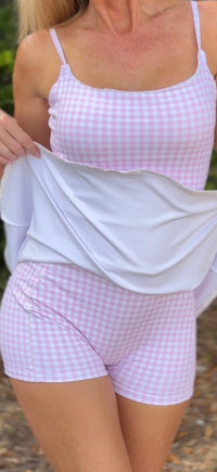 Gingham Athletic Dress - Pink