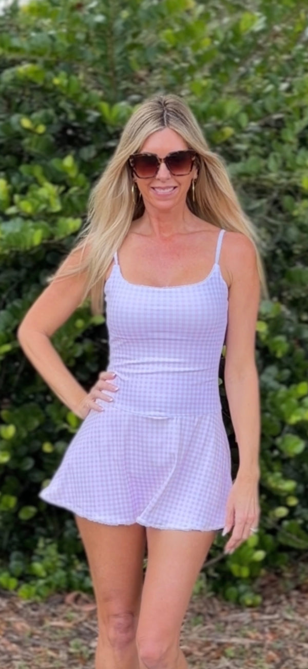 Gingham Athletic Dress - Pink