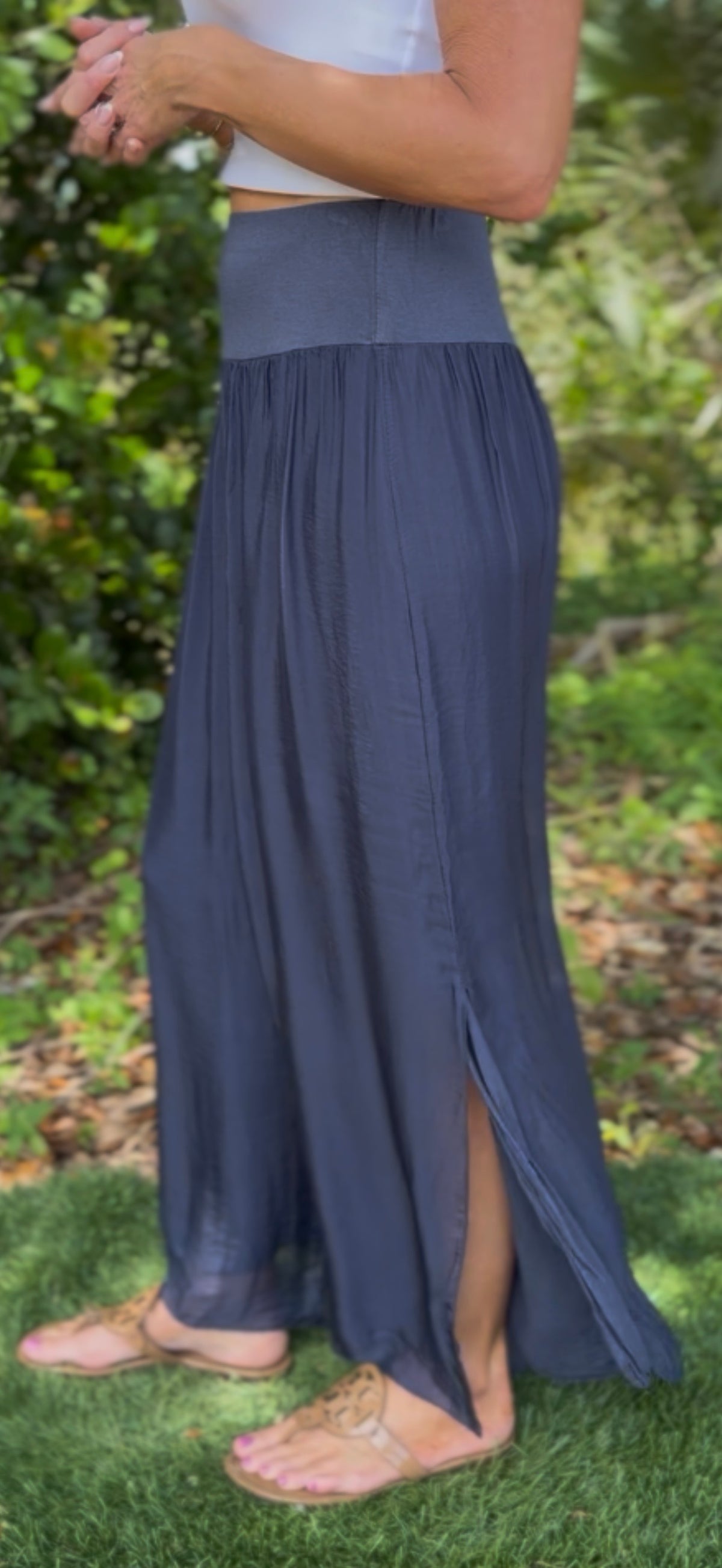 Mira Silk Pants - Navy