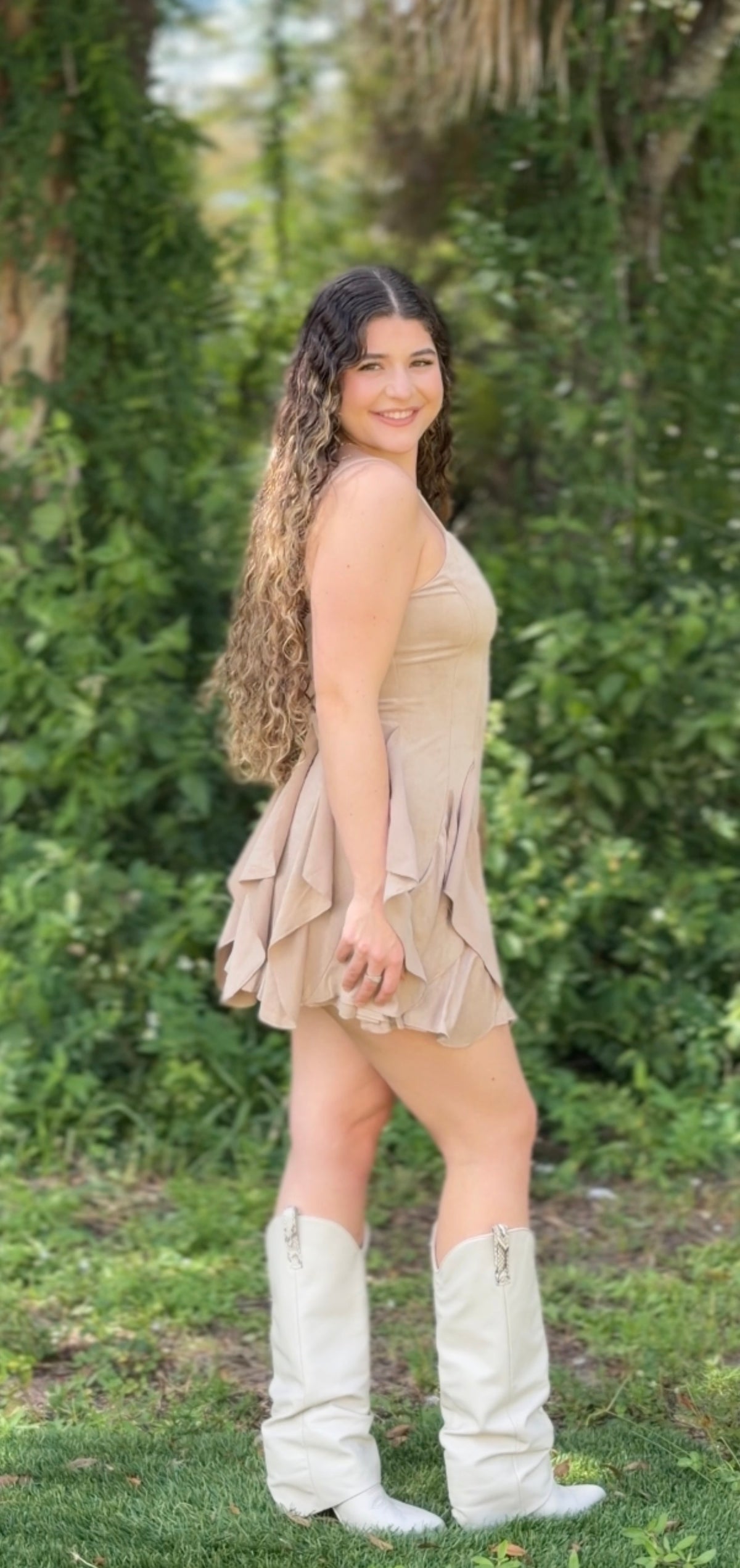 Cascade Suede Dress