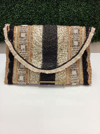 Purse-Woven Black/Gold Detail