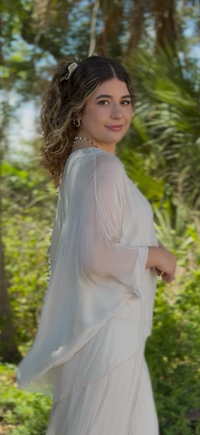 Vita Silk Blouse- Cream/Tiffany