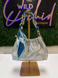 Scarf Italian Leather Handbag - Multi Colors