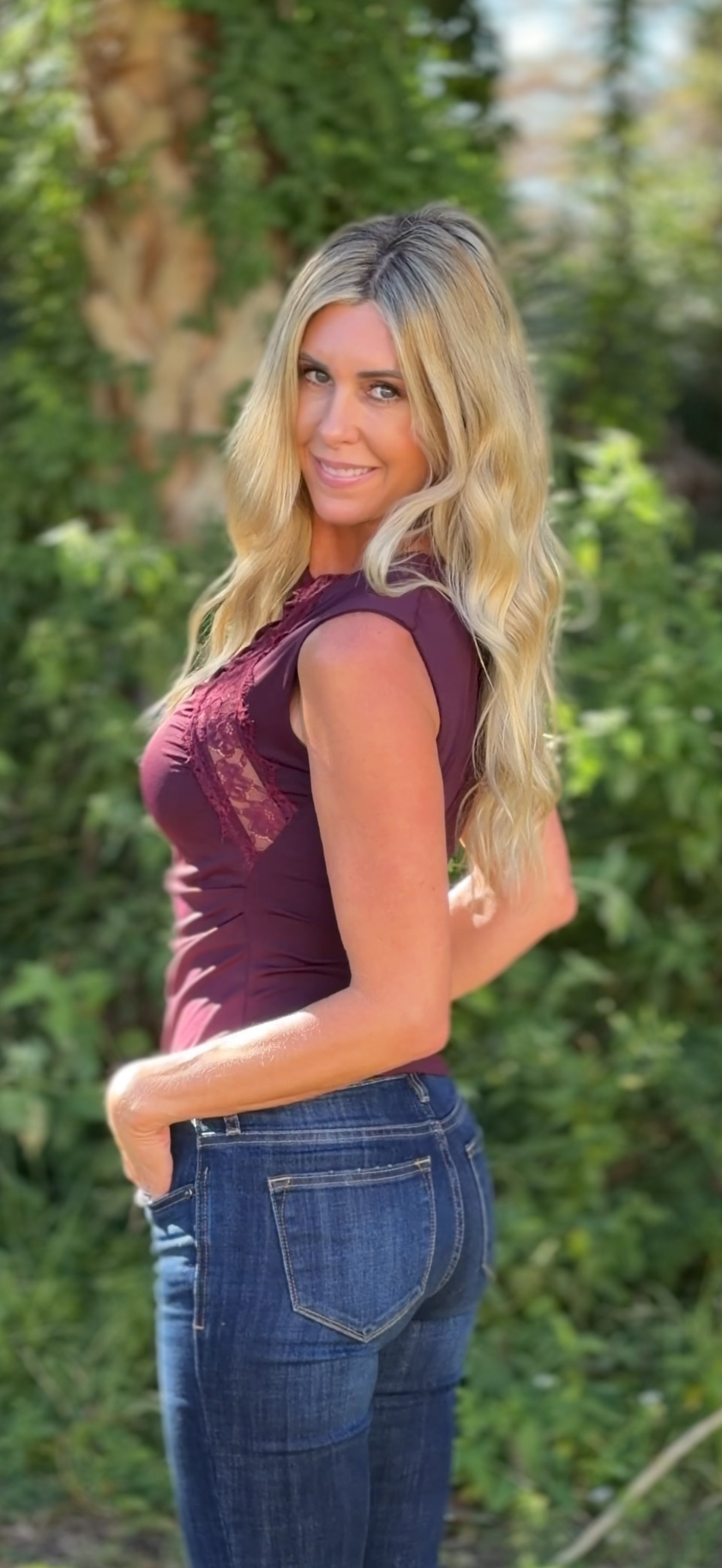 Whitney Lace Top-Wine/Cream/Cocoa