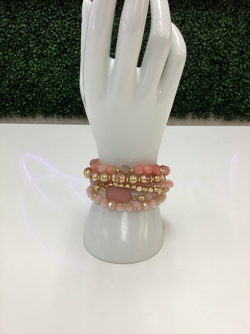 Bracelets Beaded Crystal Stack-Various Colors