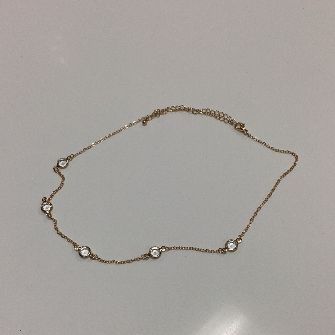 Necklace-gold crystal choker