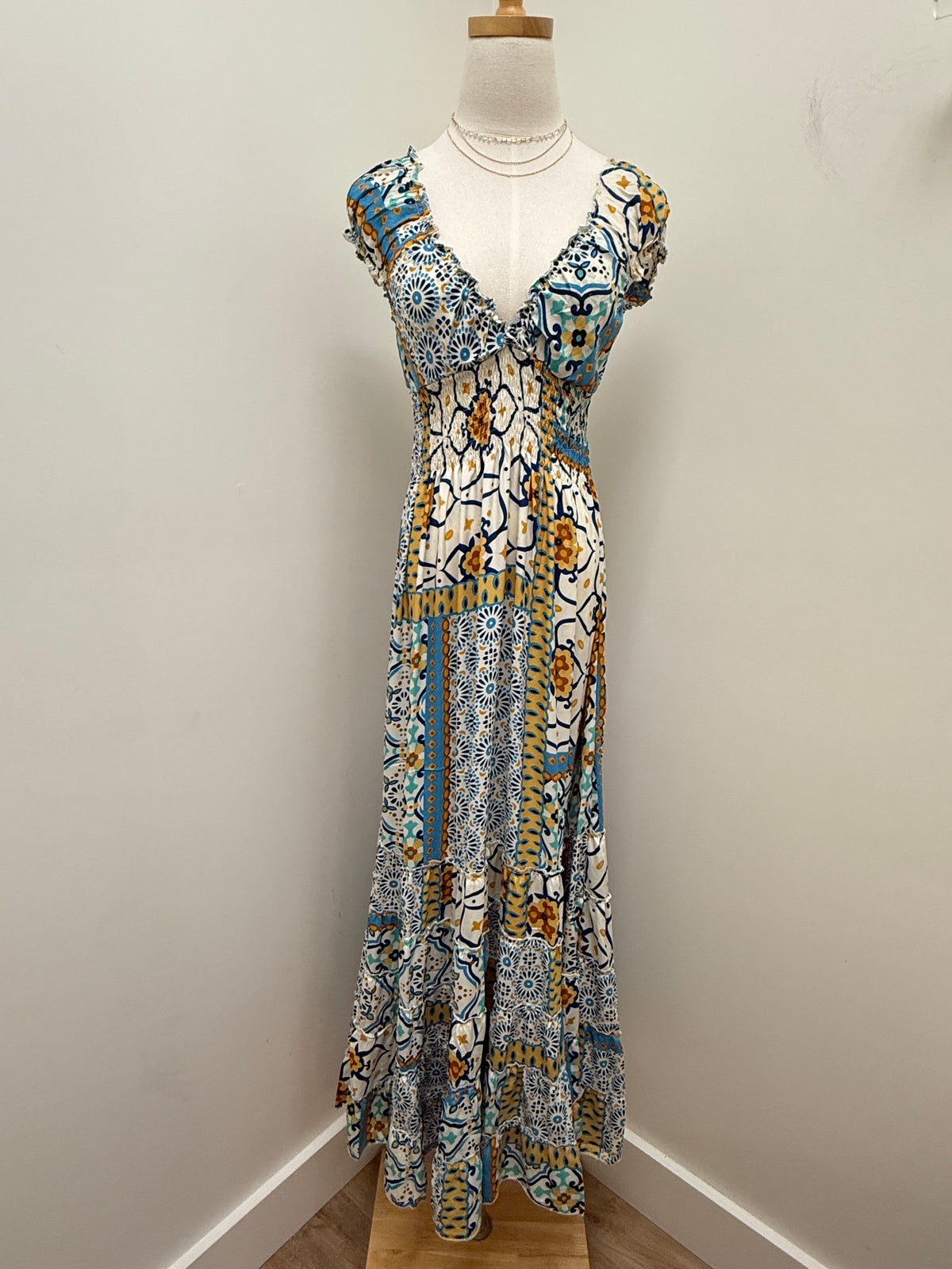Boho Cinch Maxi Dress-Assorted Colors/Patterns