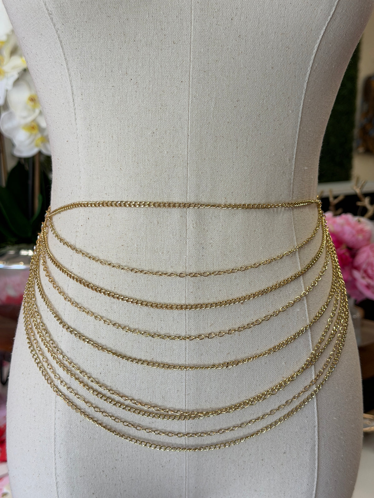Belt- Tiered Drape/Gold Chain