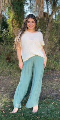 Mira Silk Pants - Lagoon