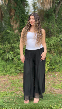 Mira Silk Pants-Magenta/Black