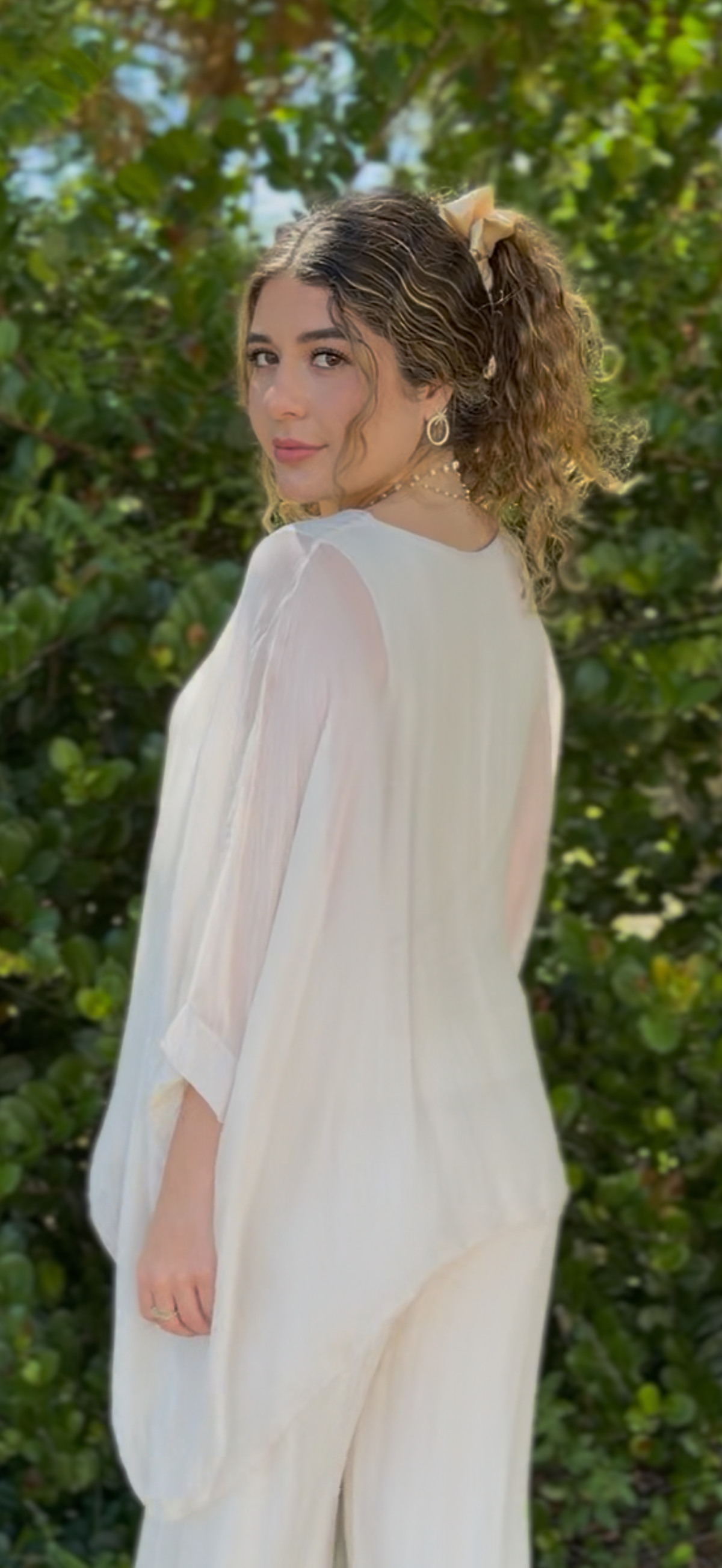 Vita Silk Blouse- Cream/Tiffany