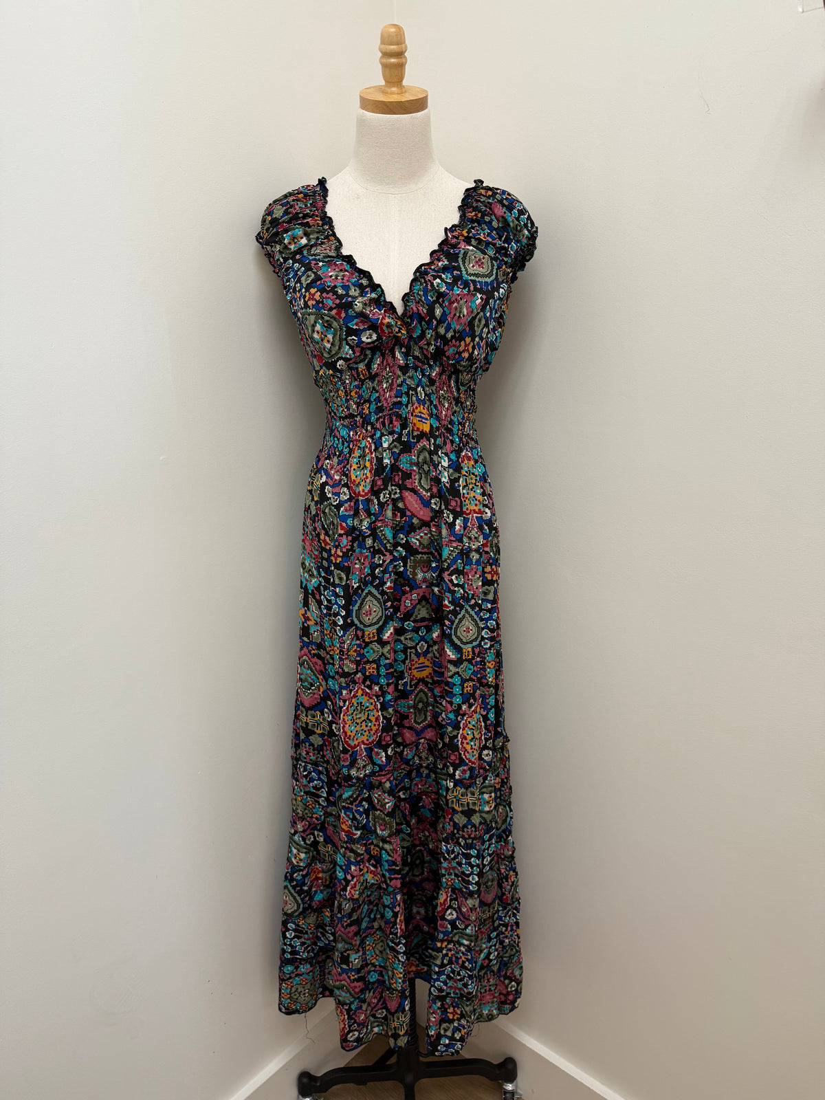 Boho Cinch Maxi Dresses - Multi Colors