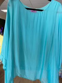 Vita Silk Blouse- Cream/Tiffany