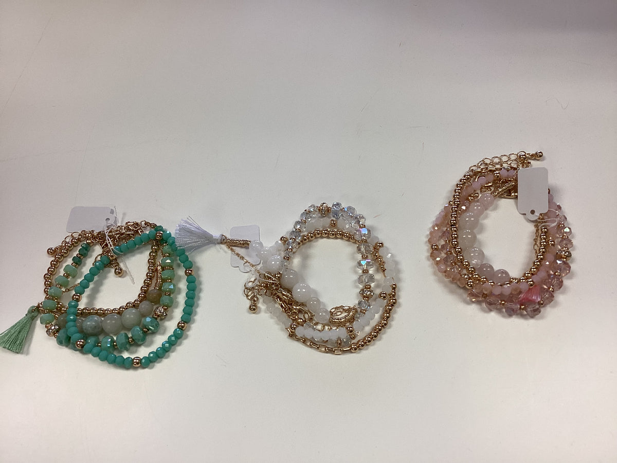 Bracelets-Crystal and Gold Beaded