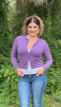 Sidney Cardigan-Purple/White