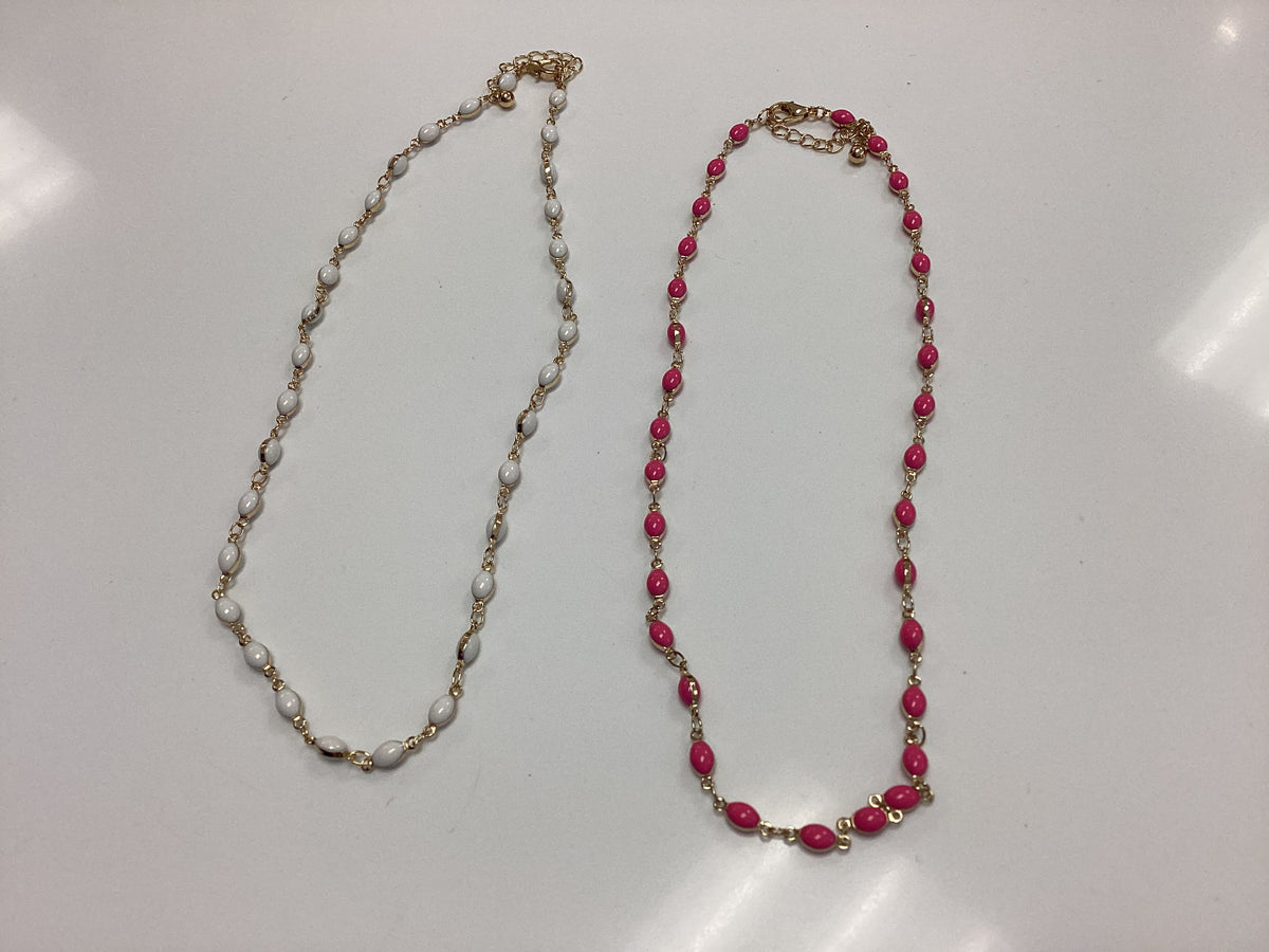 Necklace- pink/white beaded