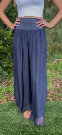 Mira Silk Pants - Navy