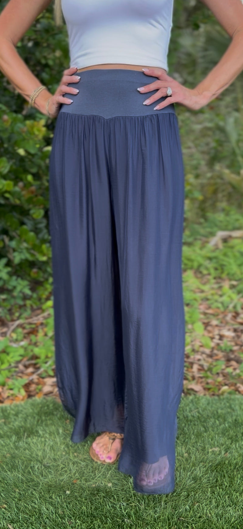 Mira Silk Pants - Navy