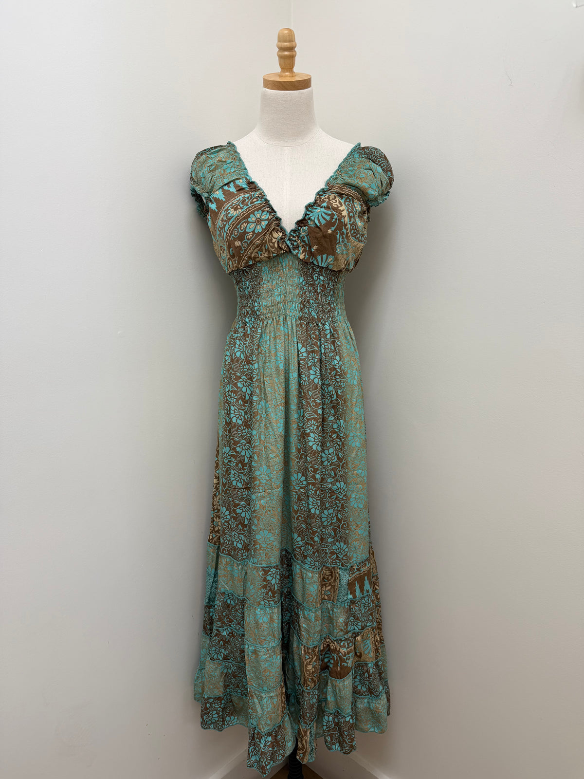 Boho Cinch Maxi Dresses - Multi Colors