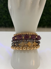 Bracelets Beaded Crystal Stack-Various Colors