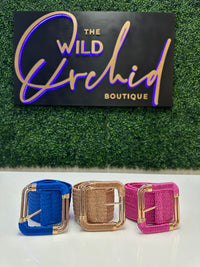 Belt-Multi Color/Gold Buckle Detail