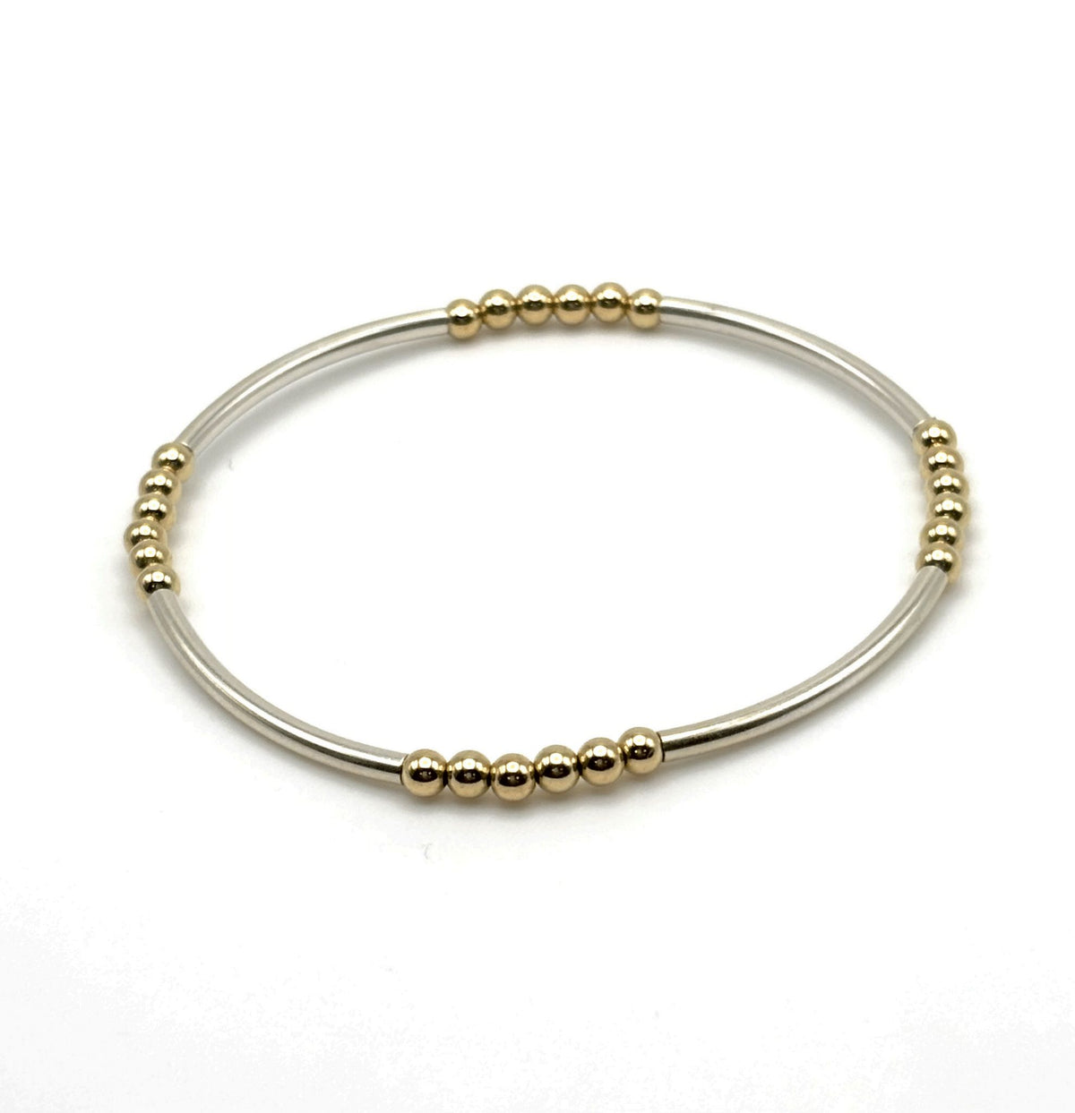 Sterling Silver/3mm Gold Stretch Bangle - #045