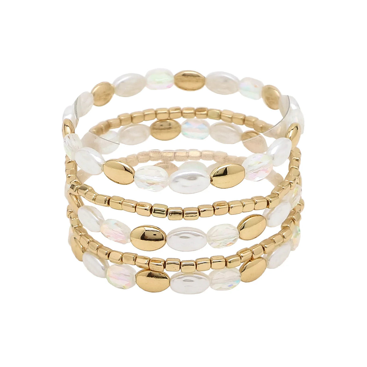 Iridescent Pearl Stack - Bracelets
