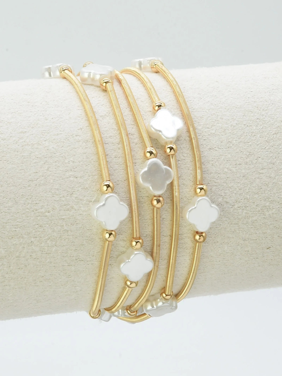 Gold Clover Stack - Bracelets