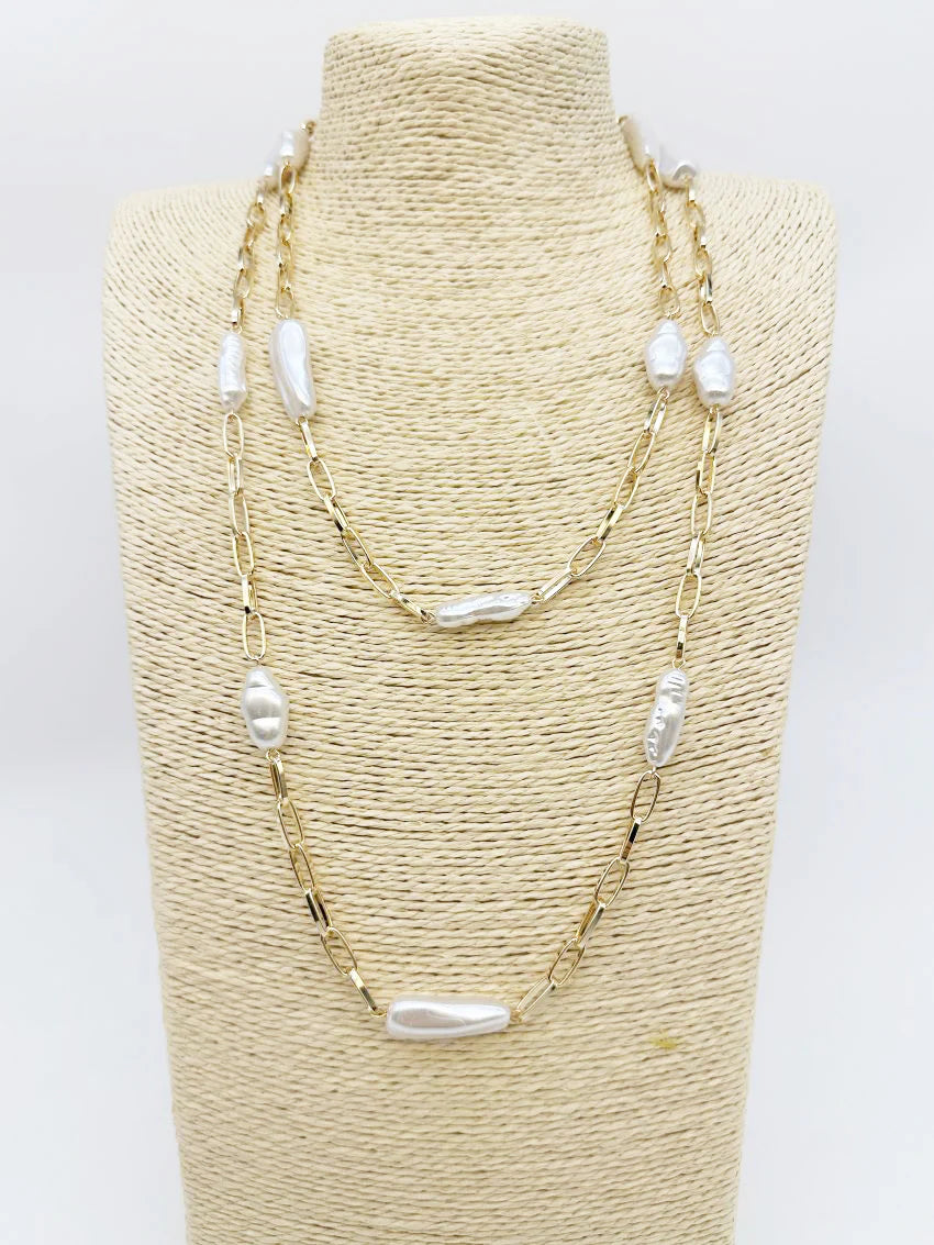 Gold and Pearls Layered - Long Necklace
