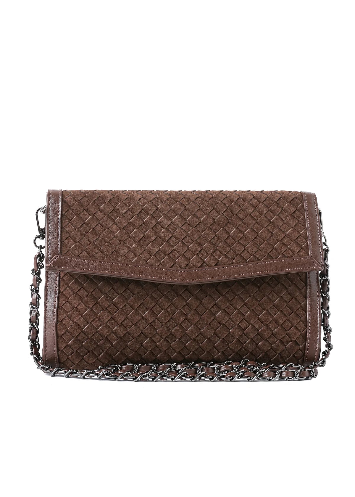 Beth Woven Suede Clutch - Multi Colors
