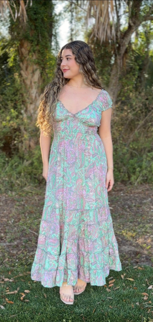 Boho Cinch Maxi Dresses - Multi Colors